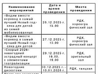 План массовых мероприятий на Новогодние и Рождественские праздники